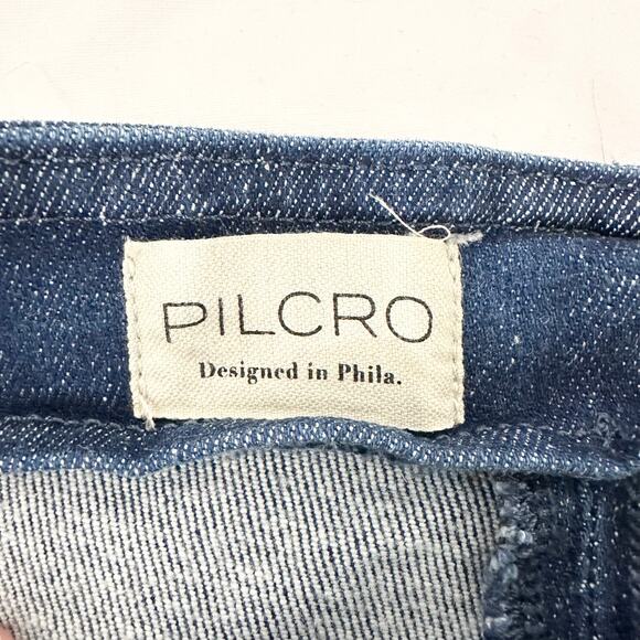 Anthropologie Pilcro Seamed Mid-Rise Crop Flare Jeans Wide Leg | Blue | SZ 29 - Picture 11 of 14